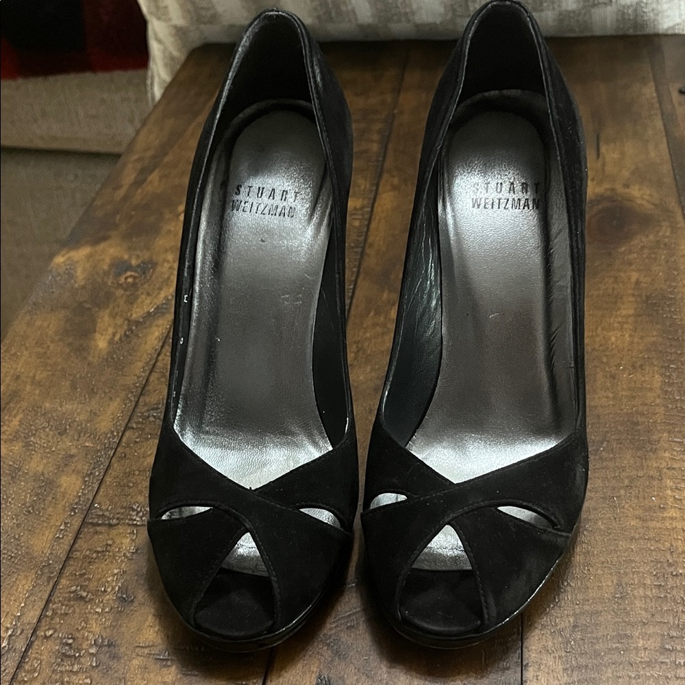 Stuart Weitzman Black suede Cutout Heels